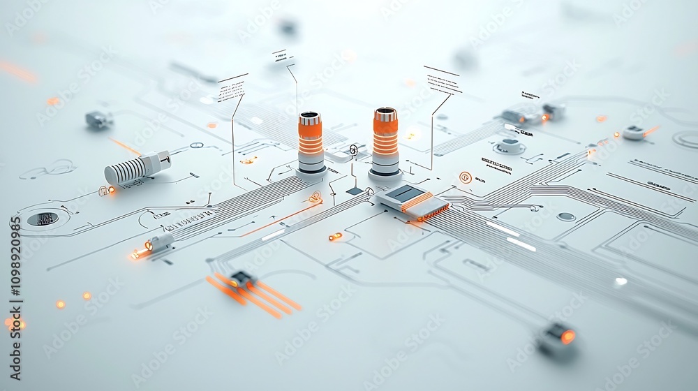 Poster luminous and futuristic design highlighting fiber optic communication technology with interconnected