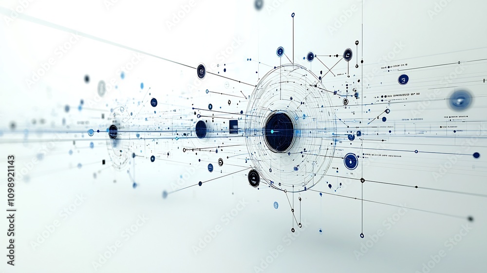 Poster futuristic of a fiber optic communication network highlighting innovative light effects and seamless