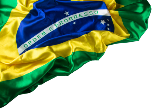 Vibrant Brazilian flag in waves