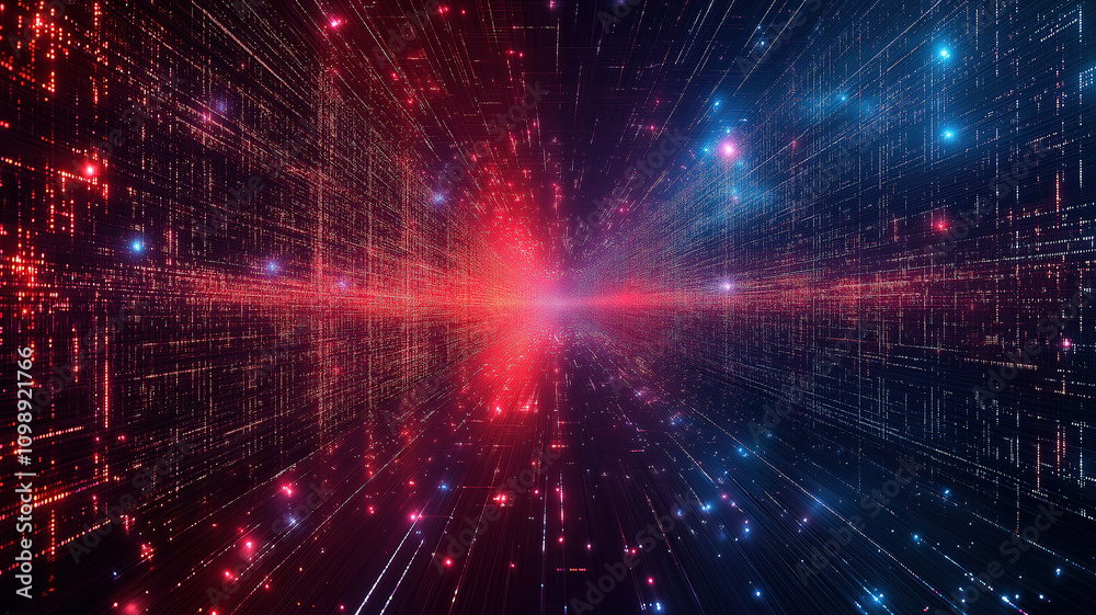 Poster futuristic digital binary code network with conveying modern technology and data
