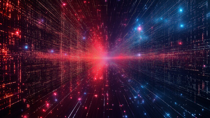 Obraz premium Futuristic digital binary code network with conveying modern technology and data