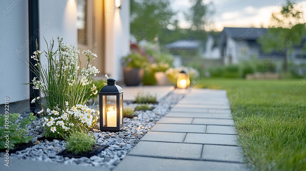 Poster decorative lanterns glowing in the night creating a warm and magical atmosphere with their radiant i