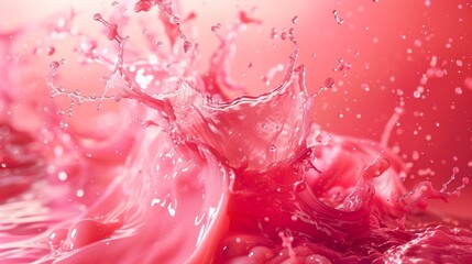 Dynamic pink splash with suspended droplets