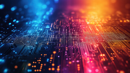 Obraz premium Digital technology background featuring an abstract futuristic electronic circuit