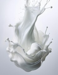 Liquid Splash of White Milk in white background
