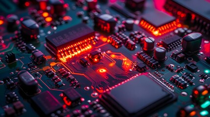 Fototapeta premium The Role of Color and Light in Neon Circuit Board Design
