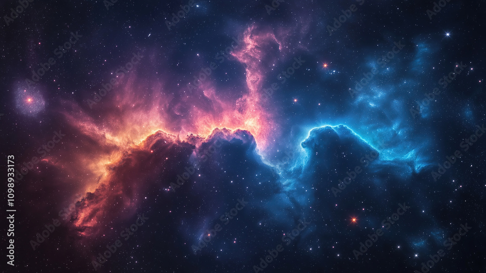 Wall mural nebula and stars in the night sky creating a cosmic backdrop for space exploration