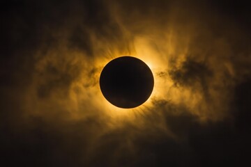 Obraz premium Total solar eclipse. The moon covers the sun
