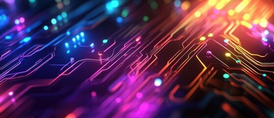 Obraz premium A colorful electronic circuit board with many small lights