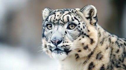 Obraz premium A white leopard tiger with black spots in a forest.