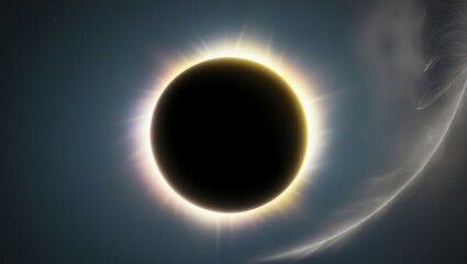 Stunning Solar Eclipse View: Moon Completely Covers the Sun with a Radiant Halo Against a Dark Sky