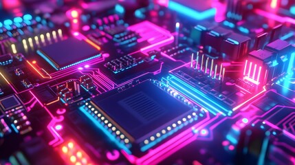 Fototapeta premium The Evolution of Neon Circuitry in Graphic and Web Design