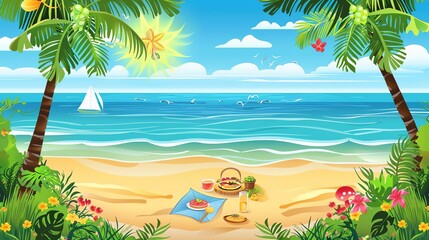Obraz premium A picnic on a tropical beach.