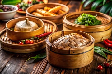 Intricate Bamboo Weaving Patterns: A Close-Up of Traditional Asian Handicraft Textures Showcasing the Artistry and Elegance of Weaved Bamboo for Food Photography Backgrounds