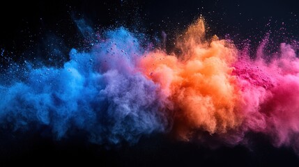 Fototapeta premium A vibrant explosion of colored powder creating a dynamic, artistic visual effect.