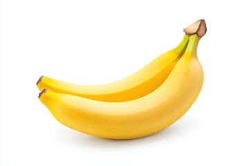 Fresh Whole Bananas on White Background with Smooth Peel Isolated