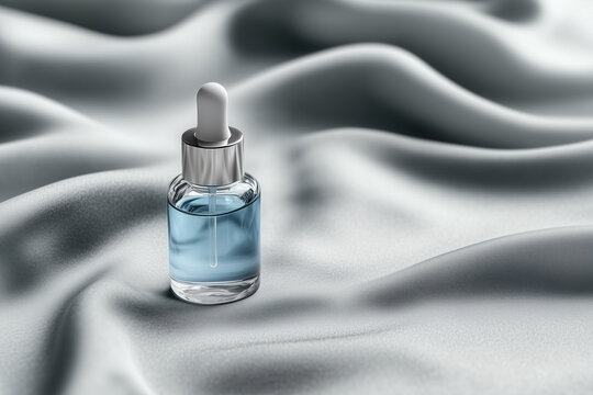 Tranexamic Acid Serum, Soft Blue-Gray Background, Smooth and Hydrating Texture