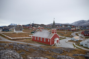 Beautiful Greenland icebergs in the Arctic in autumn