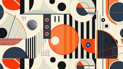 Obraz premium Minimalist geometric pattern with bold lines and shapes in contrasting colors, creating a striking visual