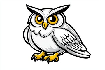 Obraz premium Owl with large eyes and feather details, perched calmly, sketch engraving generative AI fictional character Scratch board imitation Black and white image separate on white background