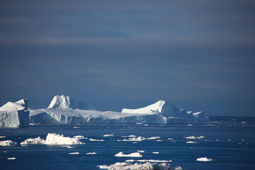 Beautiful Greenland icebergs in the Arctic in autumn