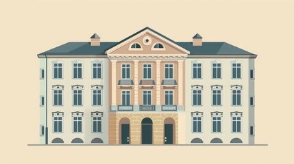 Fototapeta premium Minimalist Front View of Historical Building Design