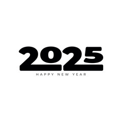 black 2025 number happy new year element vector design