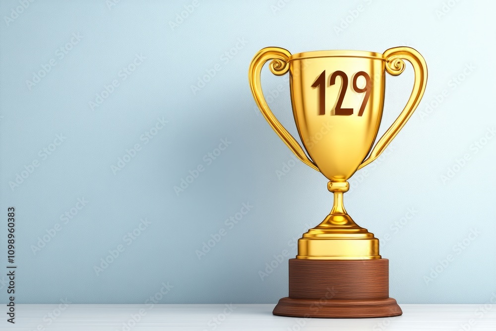 Poster A golden trophy icon with bold, clean lines set against a subtle gradient background, symbolizing recognition