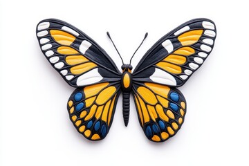 Obraz premium Intricate Black and White Butterfly with Detailed Wing Pattern