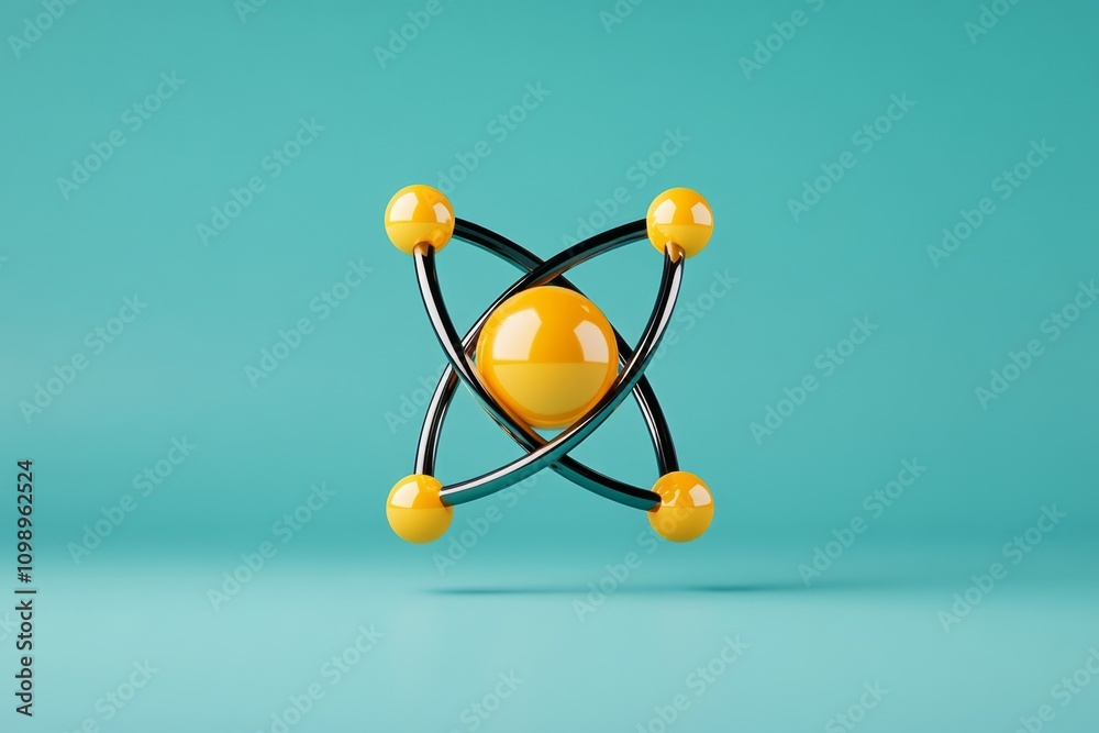 Aufkleber A minimalist representation of an atom, with simple orbits and a glowing central nucleus on a plain background