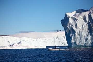 Beautiful Greenland icebergs in the Arctic in autumn
