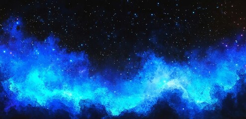 Fototapeta premium Blue Fire Illustration Background Horizontal Cool Dark