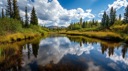 Fototapeta premium Scenic mountain lake reflection