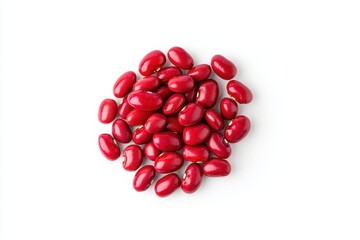 Isolated Red Kidney Beans Scattered in a Small Cluster on White Background
