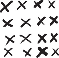 Obraz premium Set of x symbol hand drawn style vector