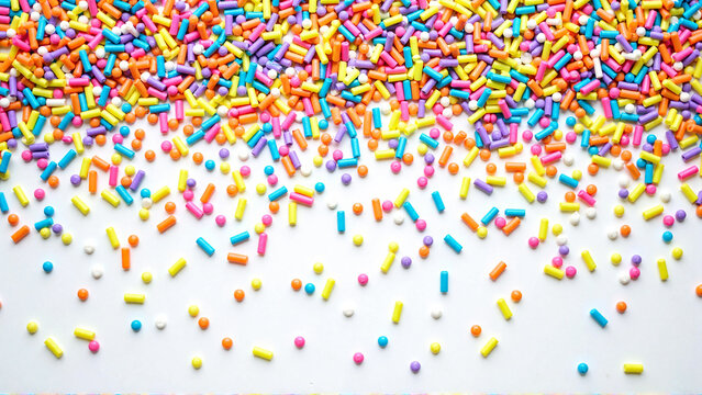 Colorful sprinkles on white background - Generative AI