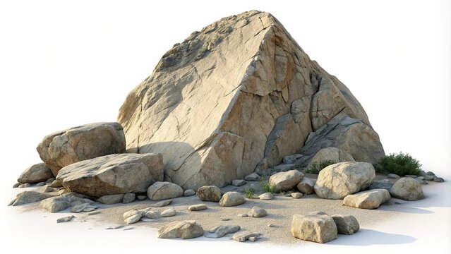 Chert rock isolated against a stark white background showcasing its smooth surface, smooth surface, geological specimen, natural stone, chert rock, rock sample