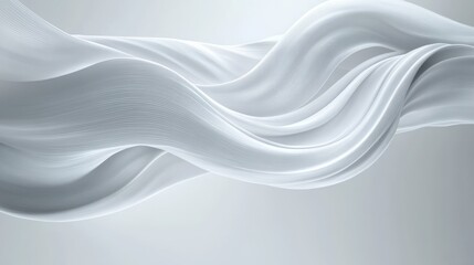 Obraz premium Elegant White Abstract Digital Artwork with Twisted Ribbons on Grey Background