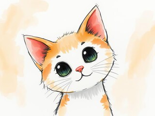 Obraz premium A cartoon illustration of a cute kitten on a white background