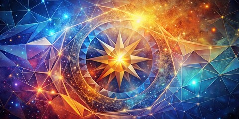 Fototapeta premium Abstract Cosmic Star Mandala Celestial Geometry and Radiant Light