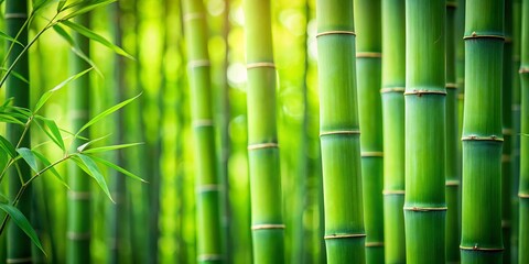 Obraz premium Close-Up of Lush Bamboo Stalks in a Serene Bamboo Grove, Showcasing the Intricate Textures and Natural Beauty of Greenery in a Peaceful Environment