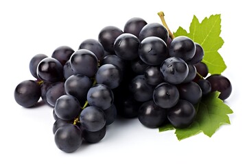 Fototapeta premium Black grapes on white background, Fresh Black grapes