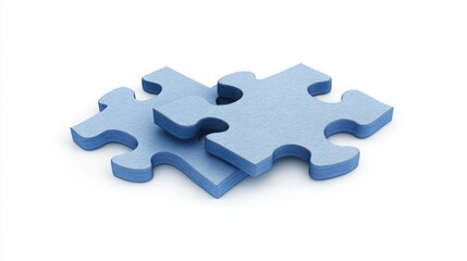 Obraz premium Blue Puzzle Pieces on a White Background Symbolizing Problem Solving, Creativity, Teamwork, and Connection in Various Contexts Such as Education, Business, and Personal Growth