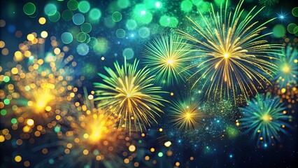 Fototapeta premium Spectacular Night Sky Display of Vivid Fireworks with Sparkling Lights