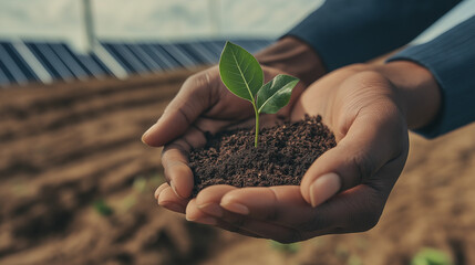 hands holding a plant