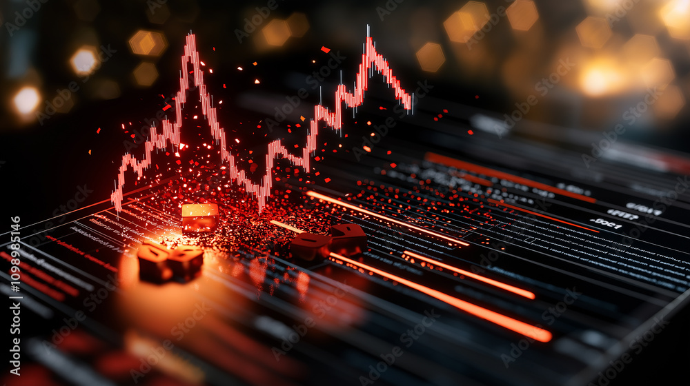Aufkleber digital graph illustrating economic trends with vibrant colors and data