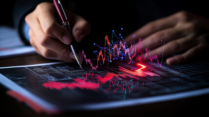 Graph showing economic impact with financial data analysis and trends