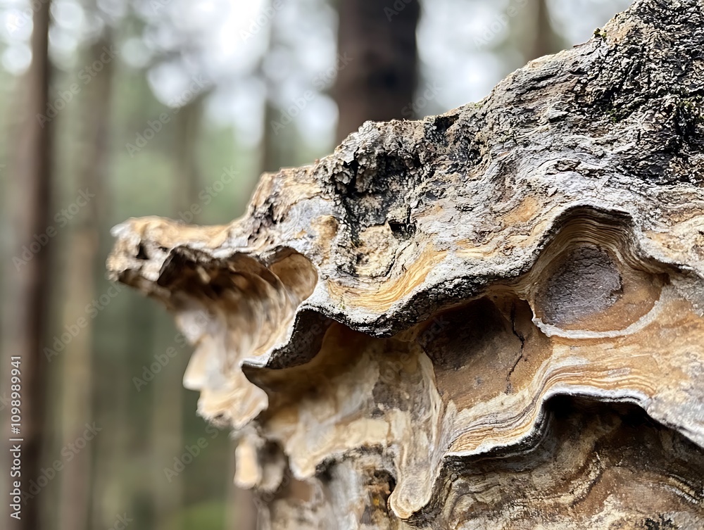 Poster Close-up of a decaying tree stump with intricate patterns and textures.