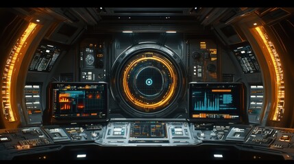 Fototapeta premium A digital dashboard showcasing realtime data on global water resources and climate impact, focus on precision, futuristic, double exposure, tech hub backdrop