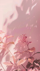 abstract, with a dominant pink tint, image of a plant. The plant, similar to a flowering bush